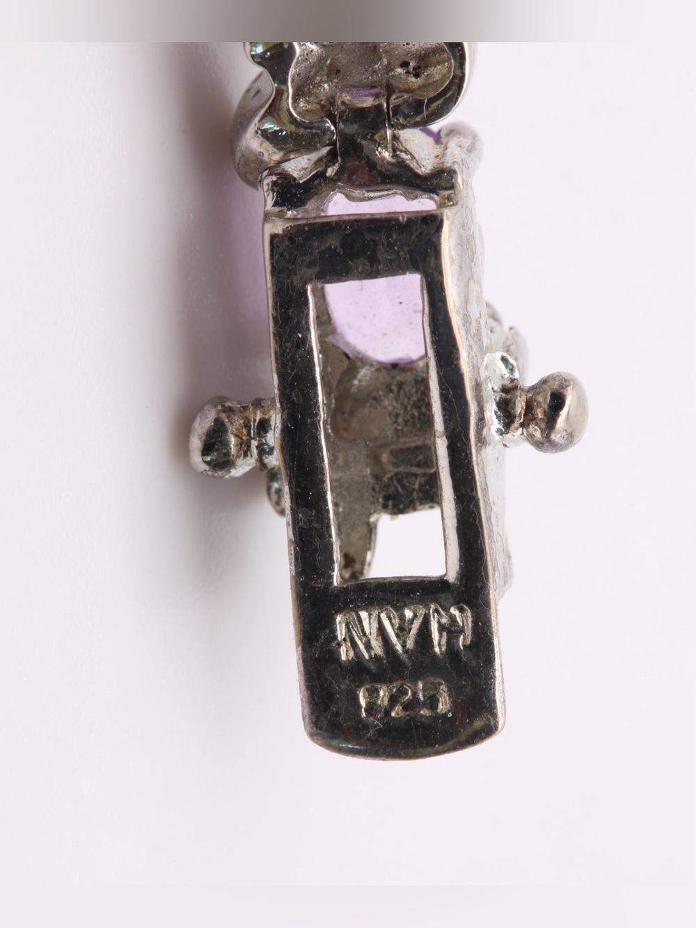 Vintage HAN Thai 925 Sterling Silver Amethyst Tennis Bracelet 7.5" - Picture 3 of 17